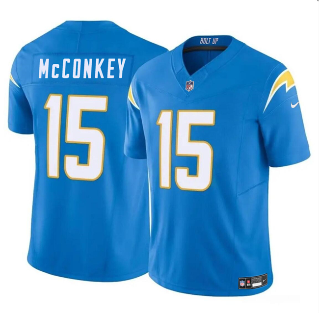 Youth Los Angeles Chargers #15 Ladd McConkey Light Blue 2024 Draft F.U.S.E Vapor Limited Football Stitched Jersey